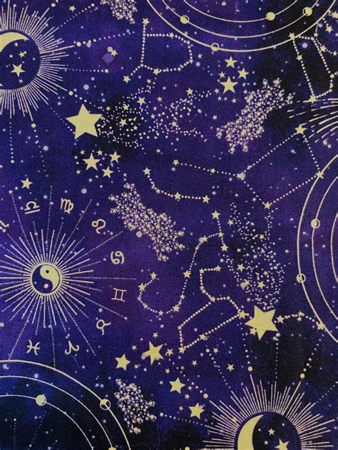 Fabric By The Half Yard Purple Celestial Celestial Fabric Outer Space