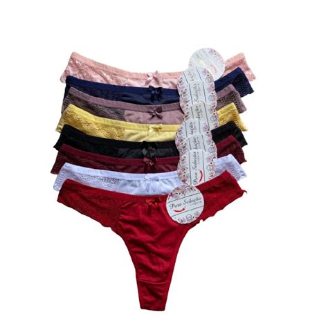 Kit 3 Calcinha Fio Duplo Lingerie Tanga Sexy Shopee Brasil