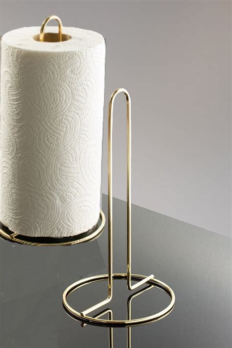 Gold Color Plated Paper Towel Holder Full Steel Black Coated Upright