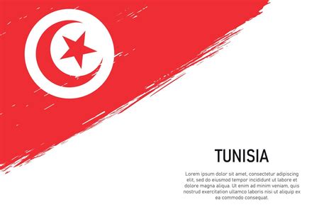 Grunge Styled Brush Stroke Background With Flag Of Tunisia