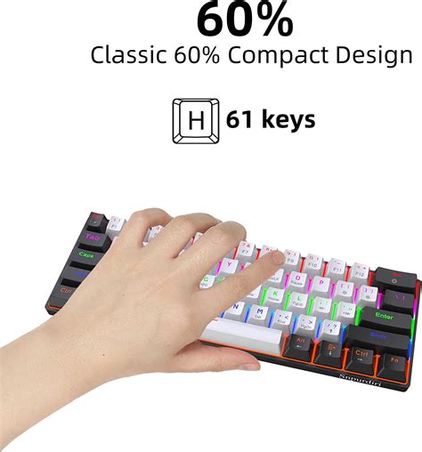 Snpurdiri Wired 60% Mechanical Gaming Keyboard, Ultra-Compact Black-wh ... 
