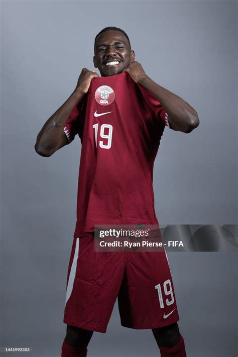 Almoez Ali of Qatar poses during the official FIFA World Cup Qatar ...