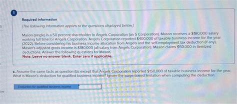 Solved Mason Single Is A Percent Shareholder In Angels Chegg