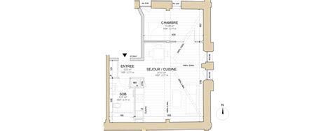 Plan Appartement T2 De 47 29 M² à Rénover à Gonfreville Lorcher