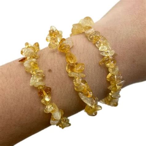 Buy Natural Citrine Crystal Chips Beads Bracelet Healing Crystal Yellow