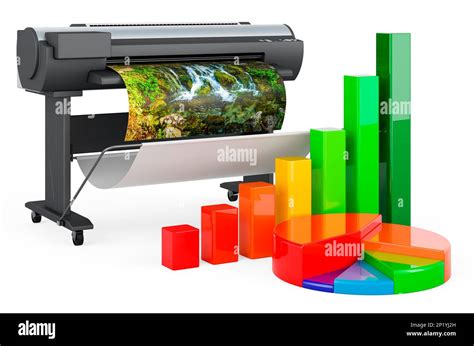 Plotter, large format inkjet printer with growth bar graph and pie ...