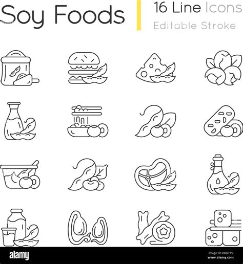 Soy Foods Linear Icons Set Stock Vector Image And Art Alamy