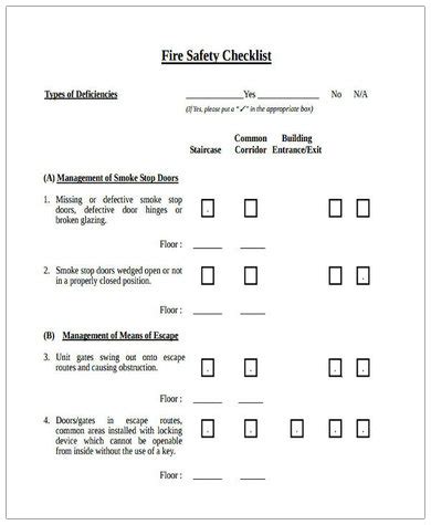 Safety Checklist Templates Google Docs Ms Word Pages Pdf