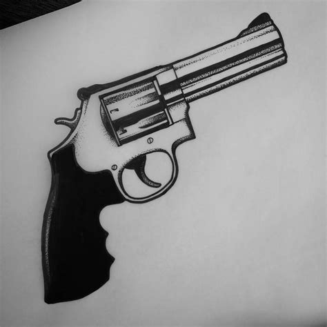 Hand Gun Tattoo Stencils