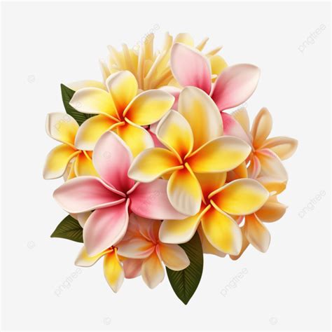 Yellow Pink Bouquet Plumeria Flowers Transparency Background Floral