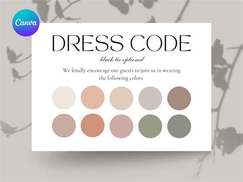 Dresscode Card Wedding Attire Palette Graphic By Evatemplates · Creative Fabrica