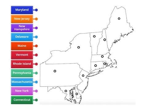 Northeast Region USA MAP - Labelled diagram