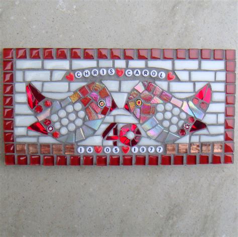 Ruby Wedding Anniversary Gift Wall Plaque Th Love Birds Mosaic