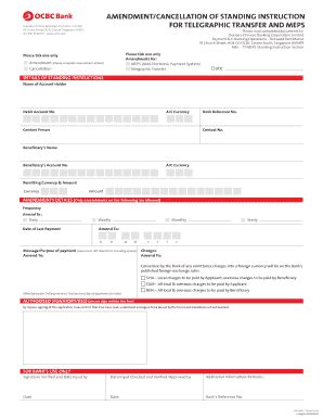 Standing Instruction Form Fill And Sign Printable Template Online