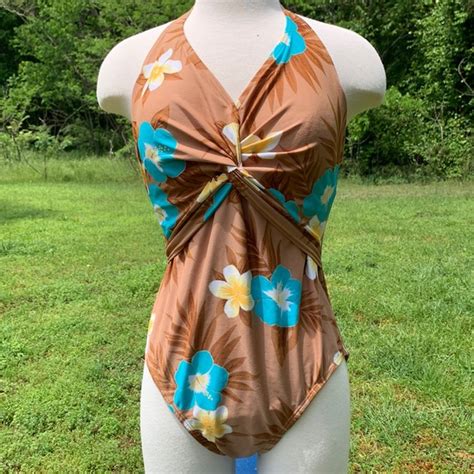 Vintage Swim Vintage Beach Bay Size Tropical Floral One Piece