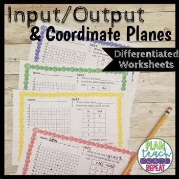 Input Output Table Coordinate Plane Differentiated Worksheet 5 G 1