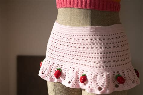 Strawberry Crochet Skirt Summer Pareo Dress Handmade Unique Etsy