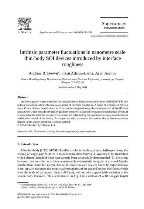 (PDF) Intrinsic parameter fluctuations in nanometre scale thin-body SOI ...