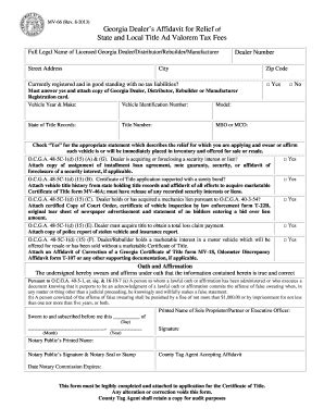 Fillable Online Motor Etax Dor Ga Form Mv A Rev Motor Vehicle