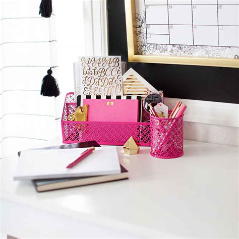 Riviera 6 Piece Hot Pink Desk Organizer Set | Blu Monaco