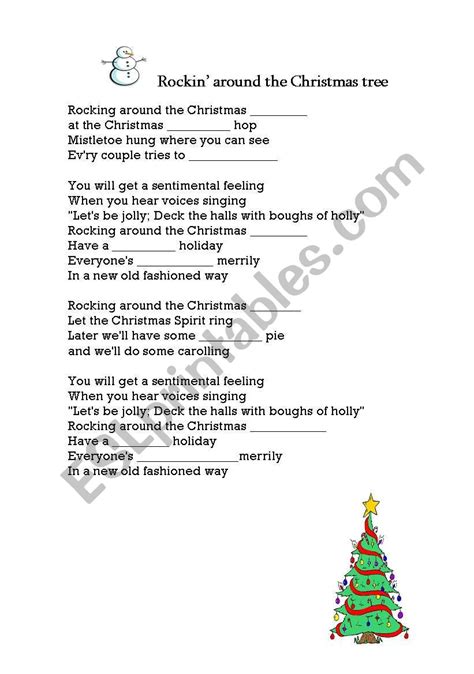 Rockin Around The Christmas Tree Lyrics Printable - Printable Word Searches