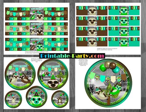 Printable Sloth Party Supplies | Sloth Birthday Decorations