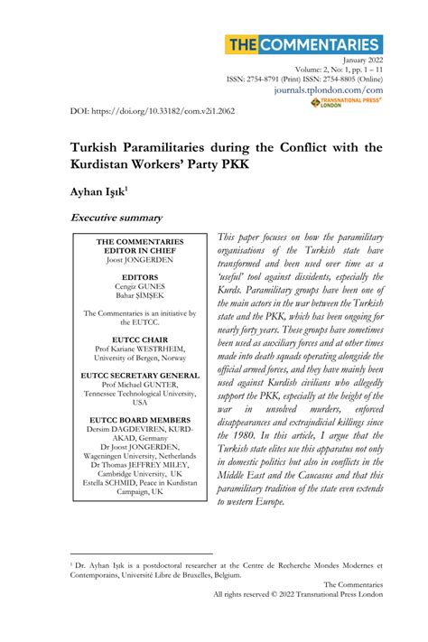 (PDF) Turkish Paramilitaries during the Conflict with the Kurdistan ...