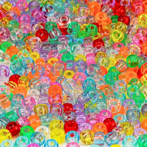 Amazon.com: Transparent Pony Beads 1000+pcs Mix Color Plastic Beads