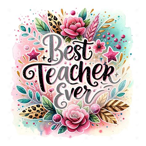 Best Teacher Ever PNG, Cute Teacher Appreciation Clipart, Teacher