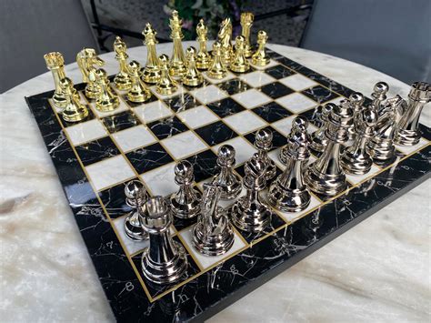 Luxury Chess Set Chess Set With Marble Pattern Chess Board Etsy UK