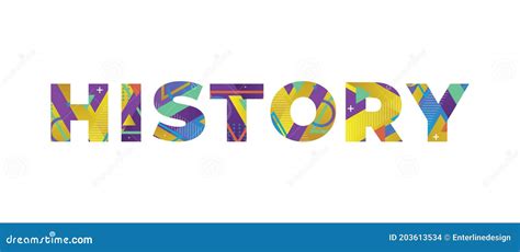 History Concept Retro Colorful Word Art Illustration Stock Vector