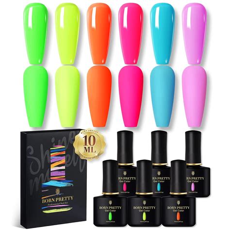 Amazon Born Pretty Neon Gel Nail Polish Set Fluorescent Gel Polish Orange Hot Pink Blue