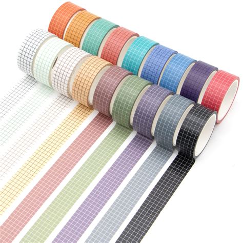 Buy Grid Washi Tape Set For Journaling 18 Rolls Aesthetic Decorative