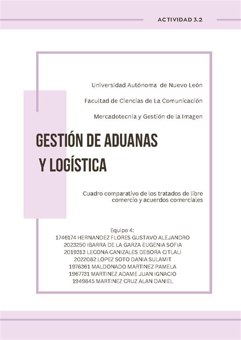 Actividad 3 2 Cuadro Comparativo De Los Tratados De Libre Comercio Y