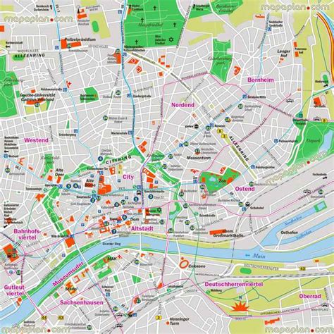 Frankfurt Maps Top Tourist Attractions Free Printable City Street