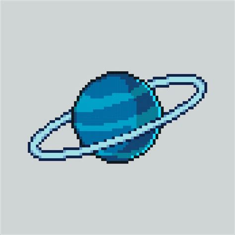 Pixel Art Illustration Planetary Rings Pixelated Saturn Space