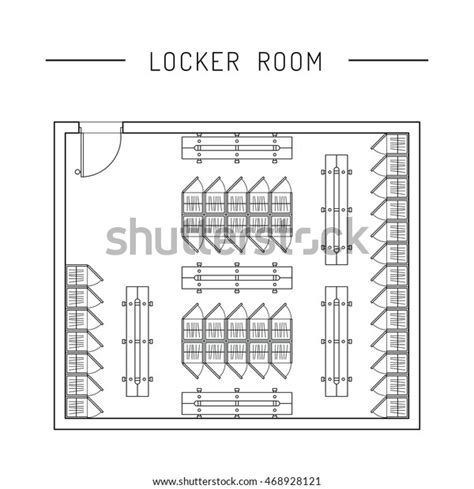 Floor Plan Locker Room Cabinets Benches Stock Vector, 58% OFF