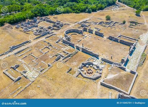 Aerial View Of Roman Ruins Of Ancient Salona Near Split Croatia Stock