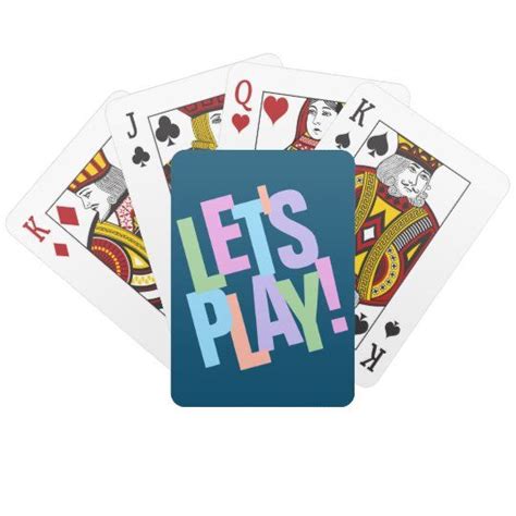 Colorful Lets Play Quote Retro Script Playing Cards In