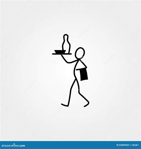 Restaurant Waiter Cook Stick Figure Stock Vector Illustration Of