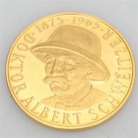 MINNESMEDALJ GULDMYNT 900 Guld Doktor Albert Schweitzer 1875 1965