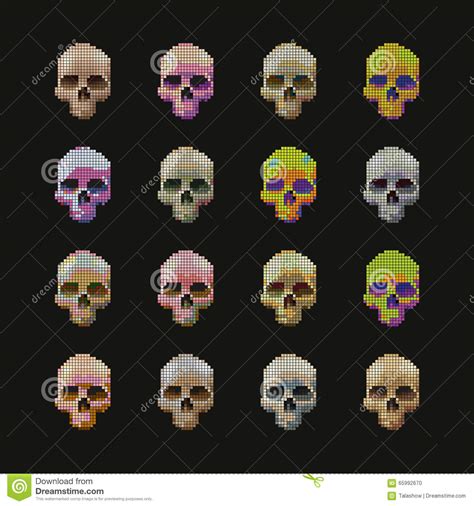 Skulls Pixel Multicolored Stock Vector Illustration Of Human 65992670