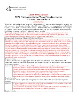 Fillable Online MSW FOUNDATION SOCIAL WORK FIELD PLACEMENT Fax Email