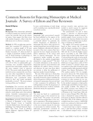 Fillable Online Common Reasons For Rejecting Manuscripts At Medical Fax