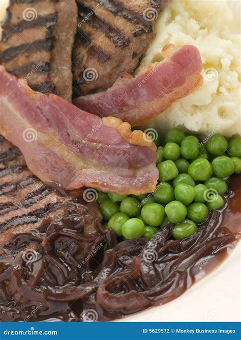 Grilled Calves Liver And Bacon Stock Photo Image Of Potato Meat