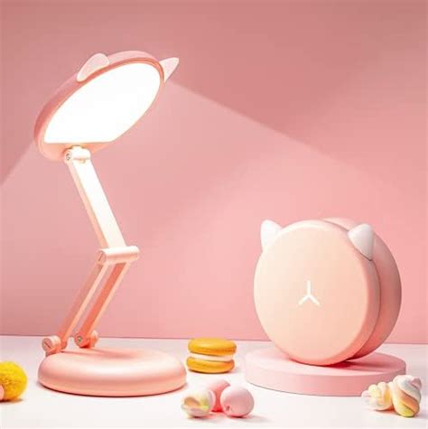 Cute Desk Lamp Foldable Portable Lamp Rechargeable Pink Desk Lamp