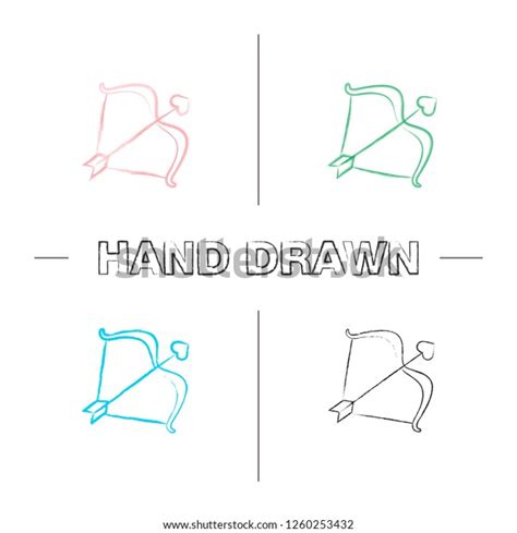 Cupids Bow Arrow Hand Drawn Icons Stock Vector Royalty Free