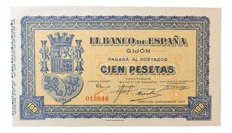 1937 ESPAÑA 100 PESETAS GIJON BILLETE Monedalia es