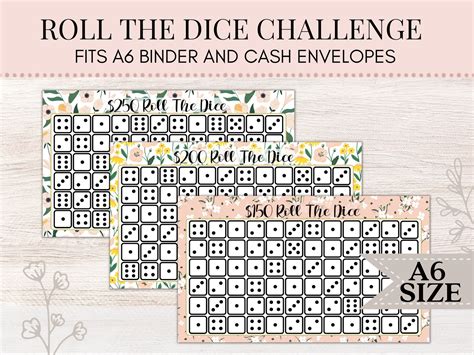 Roll The Dice Savings Challenge Roll The Dice Challenge Etsy