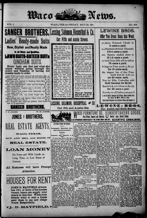 Waco Daily News. (Waco, Tex.), Vol. 1, No. 358, Ed. 1, Friday, May 10